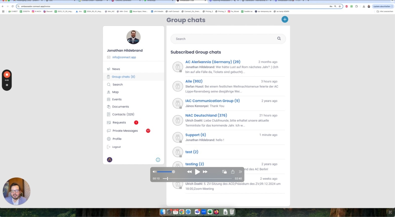 2) Ambassador App: Group chats